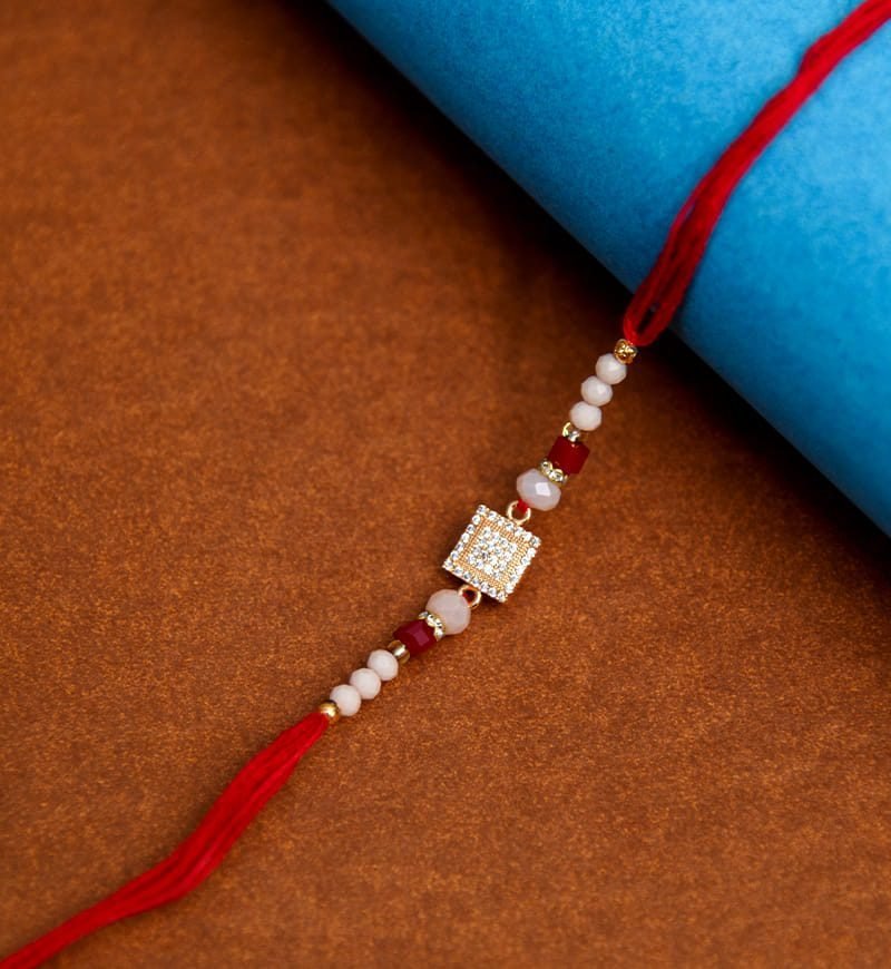 Small Square 16 mini stone AD Rakhi