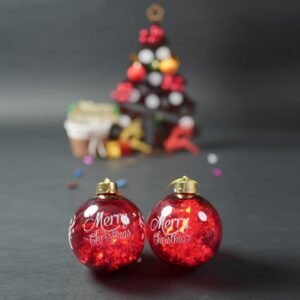 Christmas Ornament, Red Merry Christmas Tree Ornament Ball (2 pcs Set)