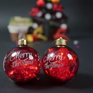 Christmas Ornament, Red Merry Christmas Tree Ornament Ball (2 pcs Set)