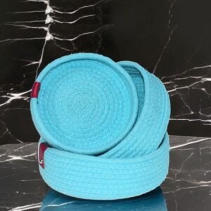 3 Pc Open Cotton Rope basket Turquoise Blue