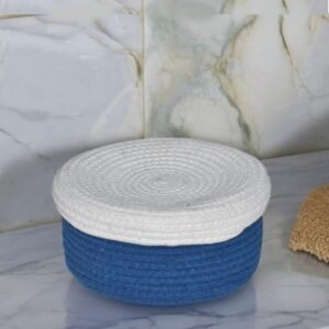 Round Box/Multipurpose Oganiser (Blue White Color)