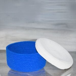 Round Box/Multipurpose Oganiser (Blue White Color)