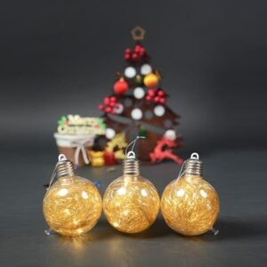 Christmas Tree Hanging Ball Luminous Ornaments LED Bulb Decoration Fairy Lights Ball (3 pcs Set)