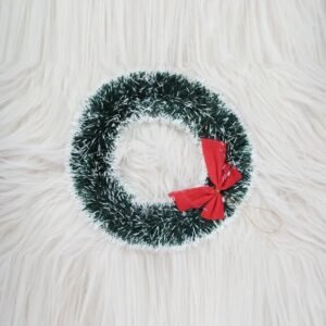 Christmas tinsel Wreath White and Green 8 Inch 1pc