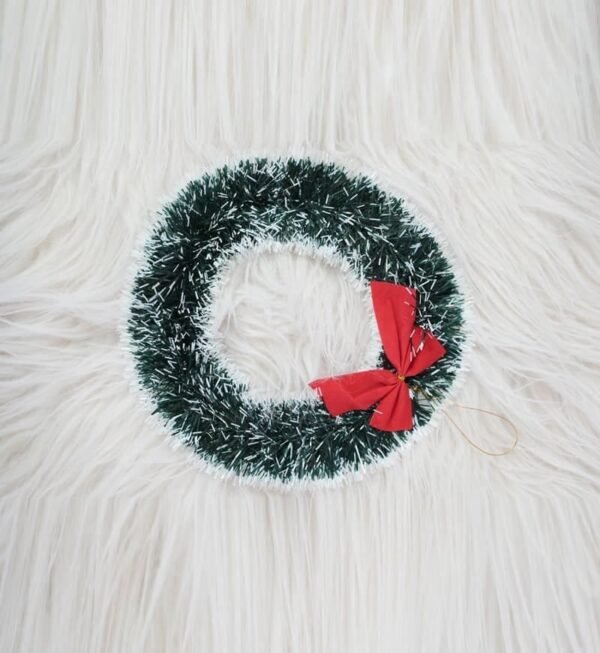 Christmas tinsel Wreath White and Green 8 Inch 1pc - Image 2