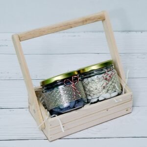 Wooden Tray with Handle (2 Jars- 400gm)