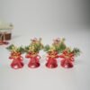 Christmas Tree Decorations Ornaments Red Bow Plastic Bells (4 Pcs Set) - Image 3