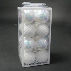 Christmas Small Balls White Ornaments Set Shatterproof Decorations for Trees (16Pcs)