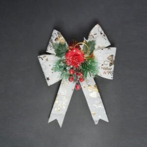 Christmas Bow, Tree Topper Bowknot Xmas Wreaths Bows with Elk for Wall Decoration Indoor or Outdoor (1Pc)