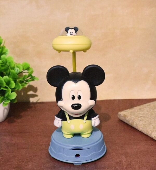 Mickey Led Light Table Night Lamp Yellow Color for Kids Bedroom USB Chargeable with Pencil Sharpener for Girls & Boys