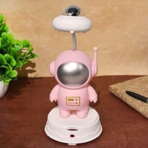 Astronaut Led Light Table Night Lamp Pink Color for Kids Bedroom USB Chargeable with Pencil Sharpener for Girls & Boys