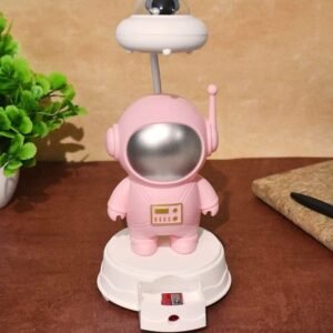 Astronaut Led Light Table Night Lamp Pink Color for Kids Bedroom USB Chargeable with Pencil Sharpener for Girls & Boys