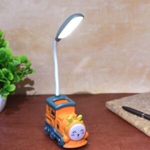 Train Pen Stand LED Desk Light Study Night Table Lamp with USB Charging Cable Table Lamp 4cm (1Pc)