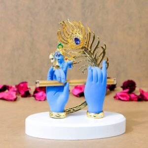 Krishna Ji Hand with Flute Gold Plated (Blue)