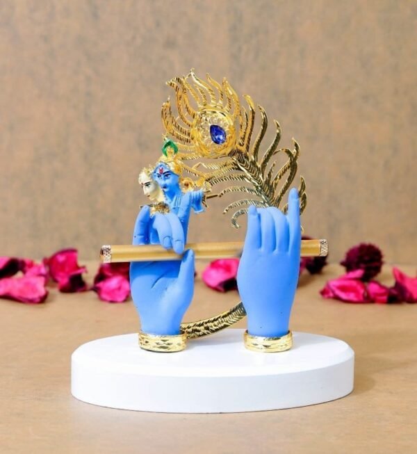 Krishna Ji Hand with Flute Gold Plated (Blue)