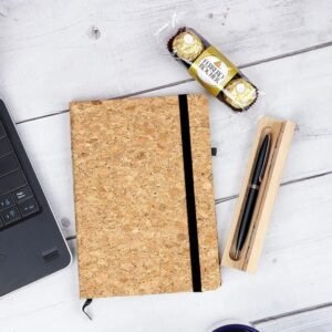 Cork Hardcover Notebook, Pen & Ferrero Rocher