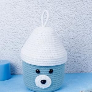 Cotton Rope Medium Kids Storage Basket sky Blue