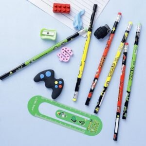 Game Eraser Set (6 pencils, 5 Erasers, 1 Sharpener & 1 Scale)