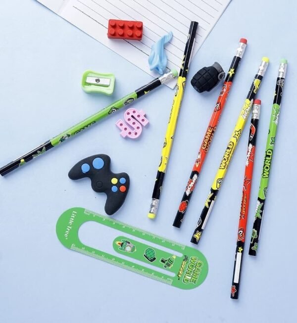 Game Eraser Set (6 pencils, 5 Erasers, 1 Sharpener & 1 Scale) - Image 2