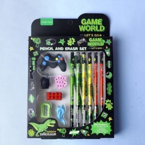 Game Eraser Set (6 pencils, 5 Erasers, 1 Sharpener & 1 Scale)