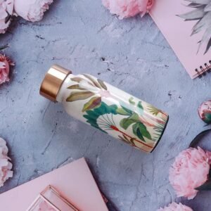 Copper Water Bottle | Green & Palm Tree Design | 500 ml