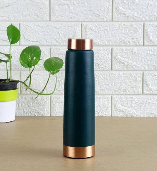 Copper Water Bottle with wide mouth | Ideal for Office, Kids, and Home Use | Green | 900 ml