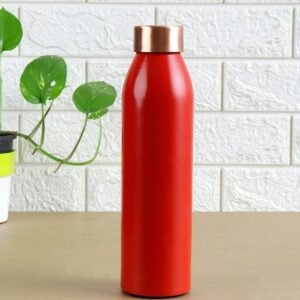 Copper Water Bottle with wide mouth | Ideal for Office, Kids, and Home Use | Red | 900 ml