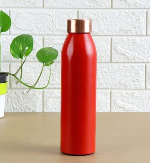 Copper Water Bottle with wide mouth | Ideal for Office, Kids, and Home Use | Red | 900 ml