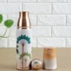 Copper Water Bottle with Glass | White & Palm tree design | 950 ml - Image 2