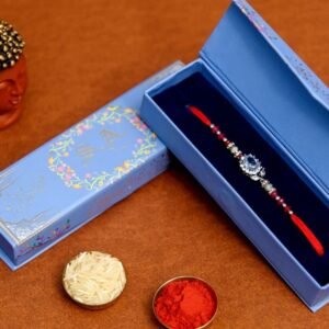 AD White Stone Oval Rakhi