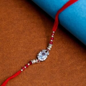 AD White Stone Oval Rakhi