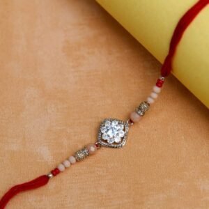 Miniature White Diamond Stone AD Rakhi