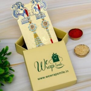 Traditional Pearl Bhaiya Bhabhi Rakhi Blue