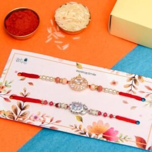 Rose Gold & White Pearl Designer AD Rakhi’s (Set of 2)