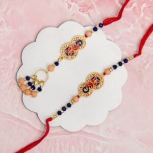 Kundan Pearl Bhaiya Bhabhi Rakhi (Blue)