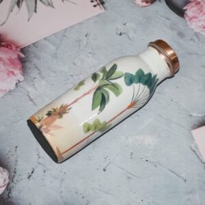 Copper Water Bottle | White & Palm Tree  Print | 500 ml