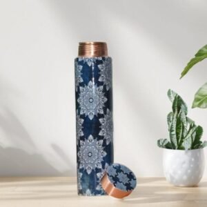 Copper Water Bottle | Ajrakh Print | Pocket Bottle | 700 ml