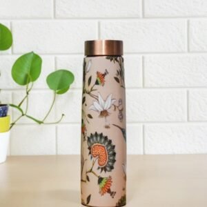 Copper Water Bottle Meena Print With Lacquer Coating Water Bottle with Advanced Leak Proof | 950 ml