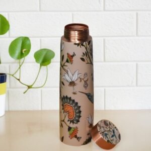 Copper Water Bottle Meena Print With Lacquer Coating Water Bottle with Advanced Leak Proof | 950 ml