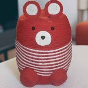 Teddy Bear Storage Basket with Lid