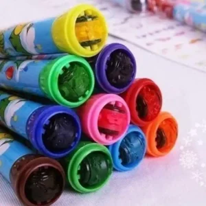 2 in 1 Roller Stamper and Marker Pen with Water Based Ink for Scrapbooks (Multicolor | Set of 6 Pcs)