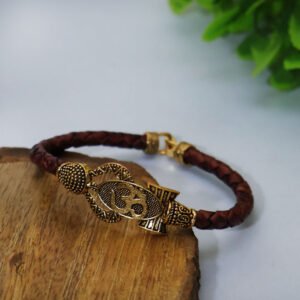 Om Damru Trishul Bracelet in golden